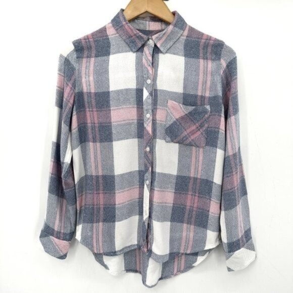 RAILS Hunter Mulberry Blue Plaid Relaxed Button Front Long Sleeve Rodeo XS Shirt - Picture 2 of 9